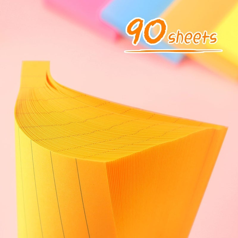 Eastern Wolf Lined Sticky Notes 3x3 Sticky Notes with Lines Self-Stick Notes Bright Color 4 Pads 90 Sheets/Pad (Orange) - Image 5